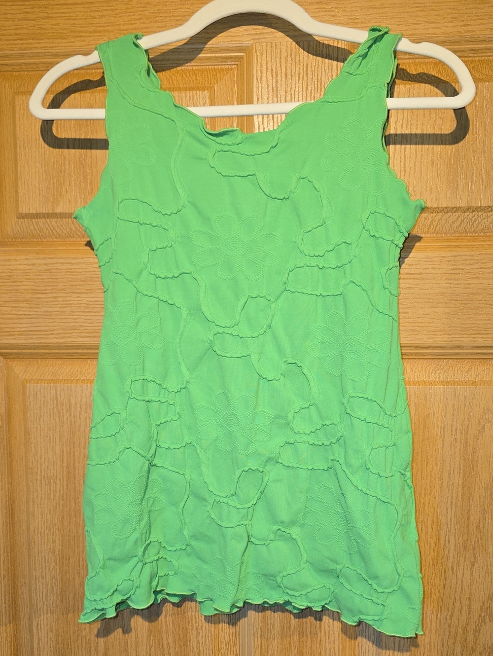 Bright Green Ruffled Tank Top